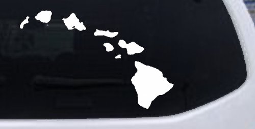 Hawaiian Island Chain Car or Truck Window Decal Sticker (White)