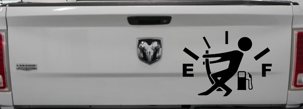 Funny Gas Gauge Empty Full Car or Truck Window Decal Sticker (Black)