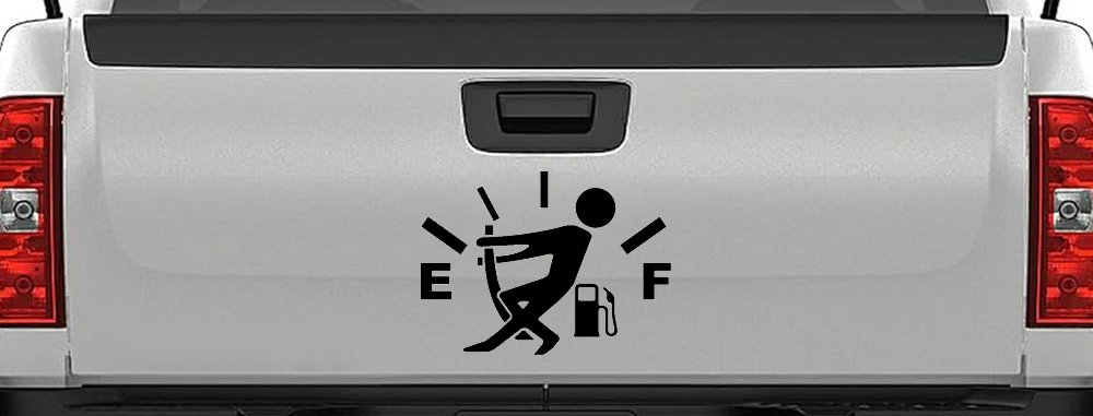 Funny Gas Gauge Empty Full Car or Truck Window Decal Sticker (Black)