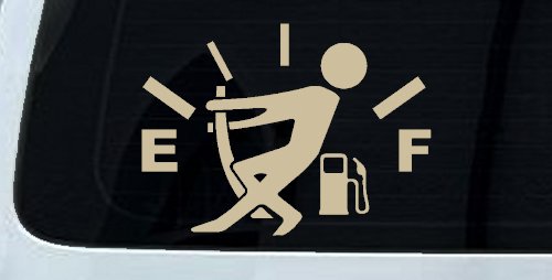 Funny Gas Gauge Empty Full Car or Truck Window Decal Sticker (Desert Sand)