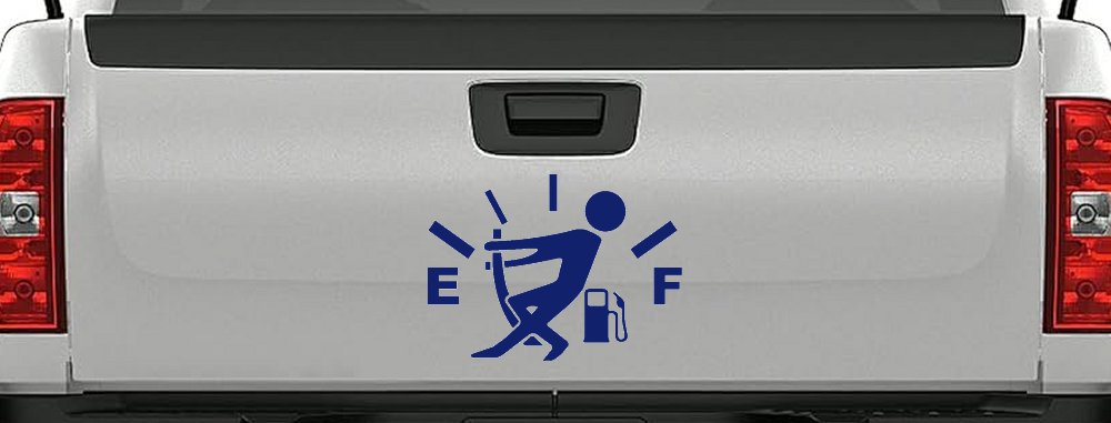Funny Gas Gauge Empty Full Car or Truck Window Decal Sticker (Navy)
