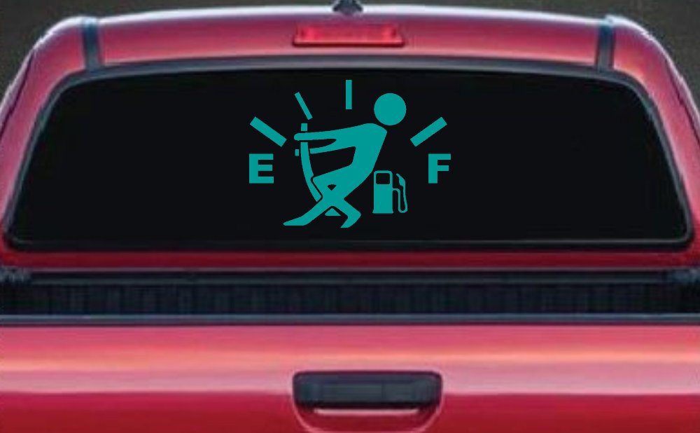 Funny Gas Gauge Empty Full Car or Truck Window Decal Sticker (Turquoise)