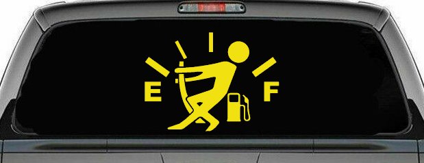 Funny Gas Gauge Empty Full Car or Truck Window Decal Sticker (Yellow)