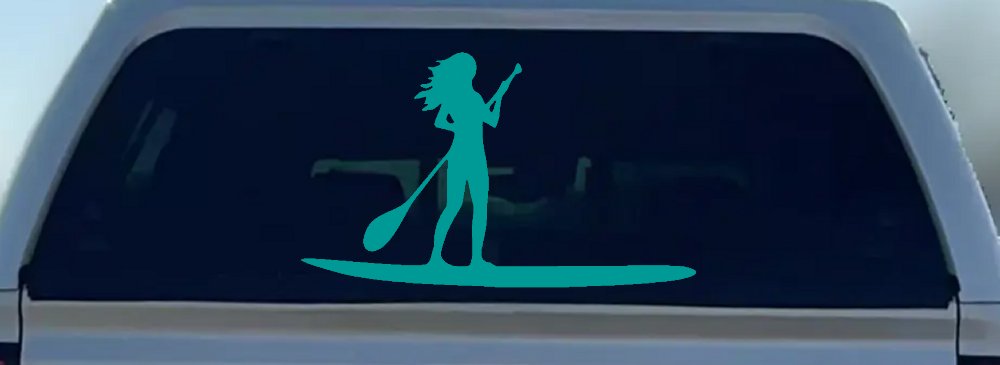 Stand Up Paddleboard with Woman Girl Car or Truck Window Decal Sticker
