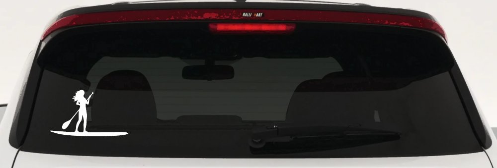 Stand Up Paddleboard with Woman Girl Car or Truck Window Decal Sticker