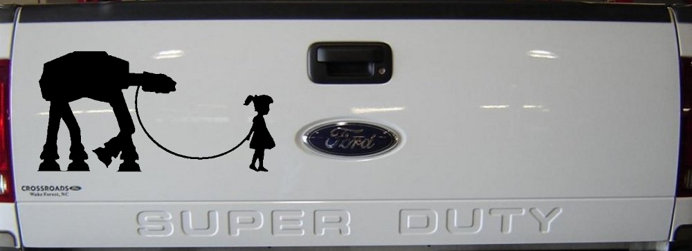 Girl Walking Star Wars AT AT Robot Walker Sci Fi Car or Truck Window Decal Sticker