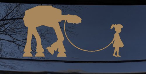 Girl Walking Star Wars AT AT Robot Walker Sci Fi Car or Truck Window Decal Sticker
