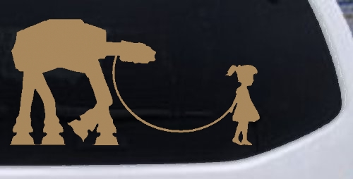 Girl Walking Star Wars AT AT Robot Walker Sci Fi Car or Truck Window Decal Sticker