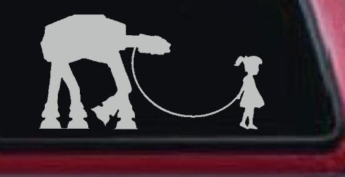 Girl Walking Star Wars AT AT Robot Walker Sci Fi Car or Truck Window Decal Sticker