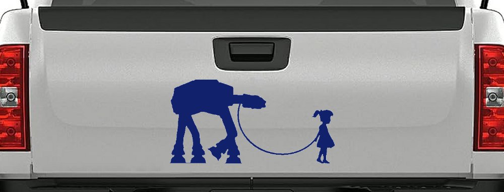 Girl Walking Star Wars AT AT Robot Walker Sci Fi Car or Truck Window Decal Sticker