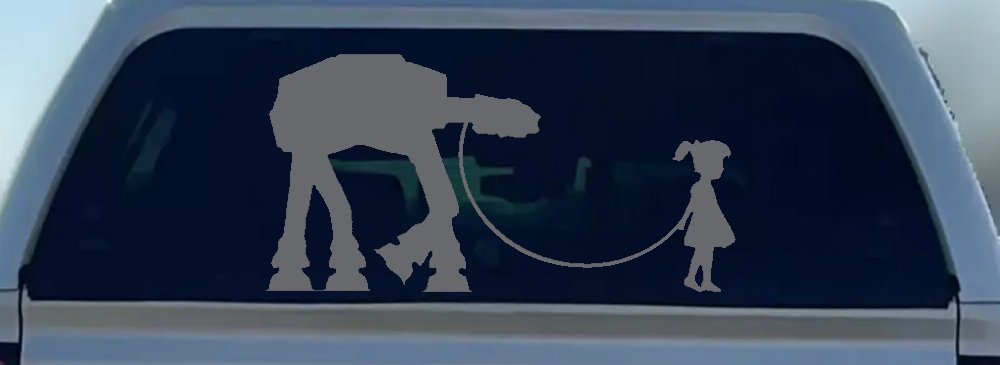 Girl Walking Star Wars AT AT Robot Walker Sci Fi Car or Truck Window Decal Sticker
