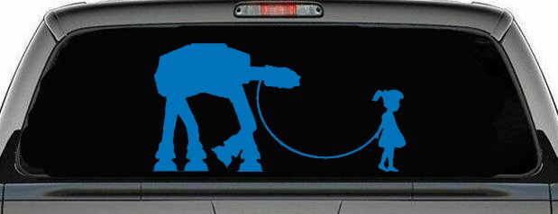 Girl Walking Star Wars AT AT Robot Walker Sci Fi Car or Truck Window Decal Sticker