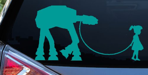 Girl Walking Star Wars AT AT Robot Walker Sci Fi Car or Truck Window Decal Sticker
