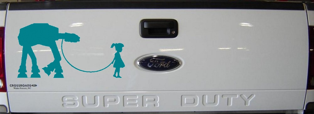 Girl Walking Star Wars AT AT Robot Walker Sci Fi Car or Truck Window Decal Sticker