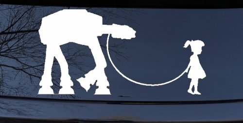 Girl Walking Star Wars AT AT Robot Walker Sci Fi Car or Truck Window Decal Sticker