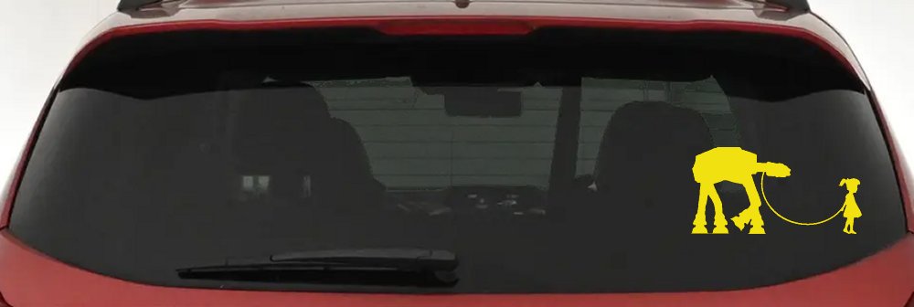 Girl Walking Star Wars AT AT Robot Walker Sci Fi Car or Truck Window Decal Sticker