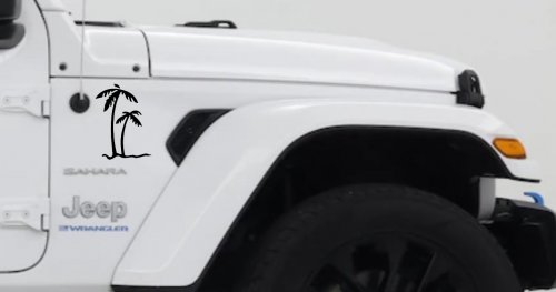 Palm Trees Tropical Beach Car or Truck Window Vinyl Decal Sticker (Black)