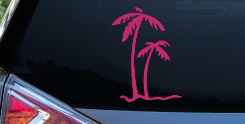 Palm Trees Tropical Beach Car or Truck Window Decal Sticker (Hot Pink)