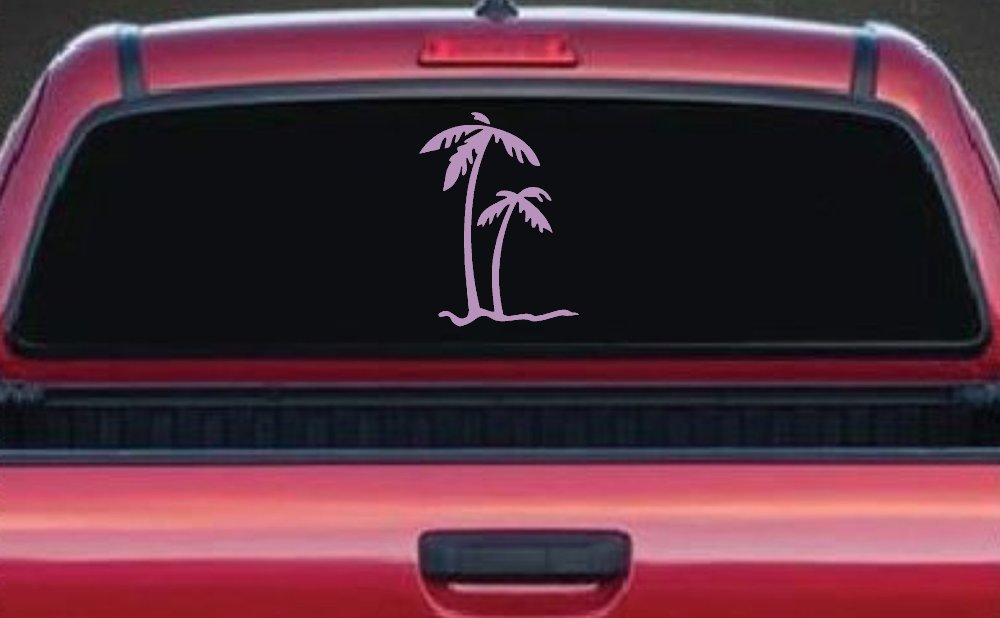 Palm Trees Tropical Beach Car or Truck Window Decal Sticker (Lilac)
