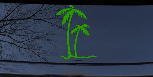 Palm Trees Tropical Beach Car or Truck Window Decal Sticker (Lime)