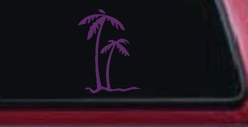 Palm Trees Tropical Beach Car or Truck Window Vinyl Decal Sticker (Violet)