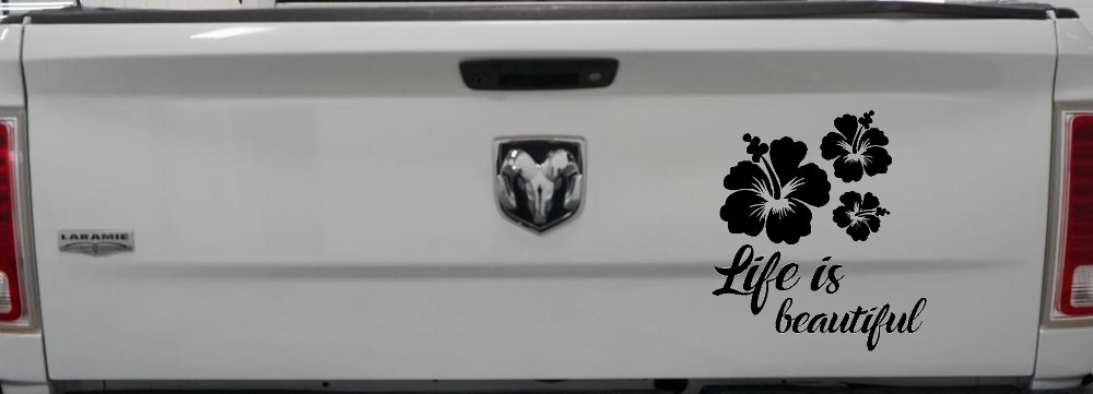 Hibiscus Flower Life is Beautiful Flowers Car or Truck Window Decal Sticker