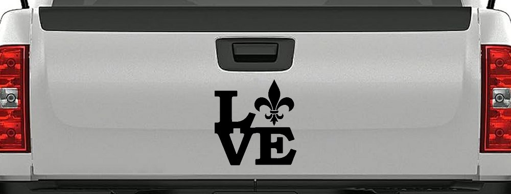 Fleur De Lis Love Louisiana French New Orleans Car or Truck Window Decal Sticker (Black)