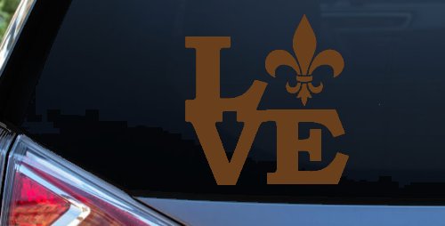 Fleur De Lis Love Louisiana French New Orleans Car or Truck Window Decal Sticker (Copper)