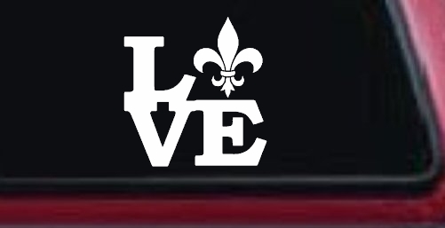 Fleur De Lis Love Louisiana French New Orleans Car or Truck Window Decal Sticker