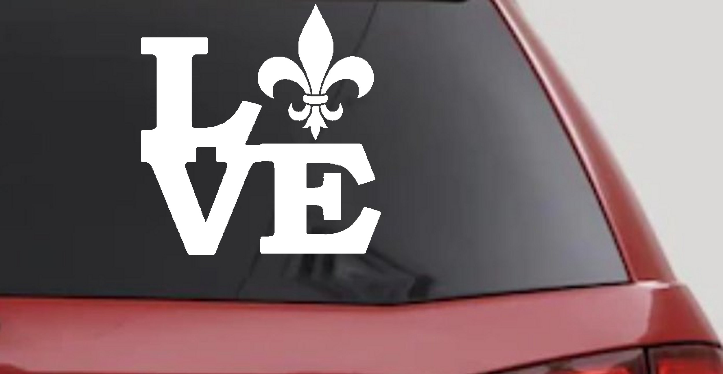 Fleur De Lis Love Louisiana French New Orleans Car or Truck Window Vinyl Decal Sticker (White)
