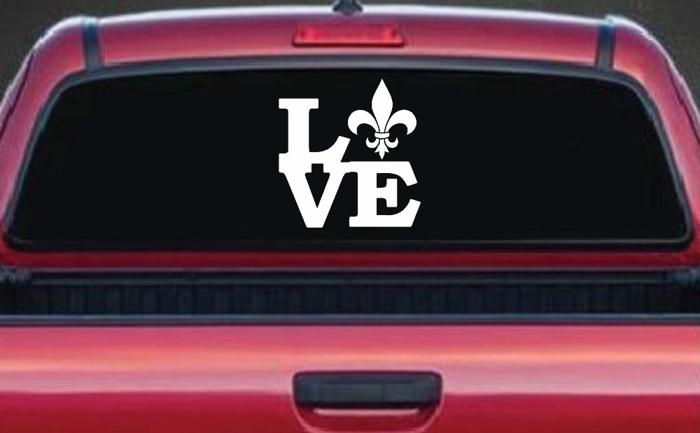 Fleur De Lis Love Louisiana French New Orleans Car or Truck Window Decal Sticker
