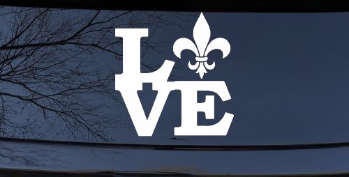 Fleur De Lis Love Louisiana French New Orleans Car or Truck Window Vinyl Decal Sticker (White)