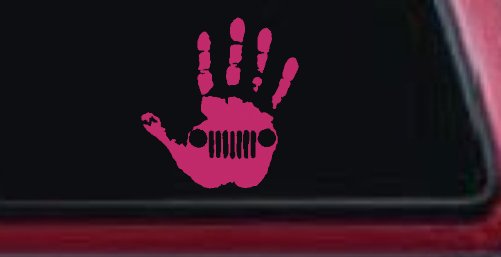 Jeep Wave Jeep Grill in Muddy Waving Hand Print Off Road Car or Truck Window Decal Sticker