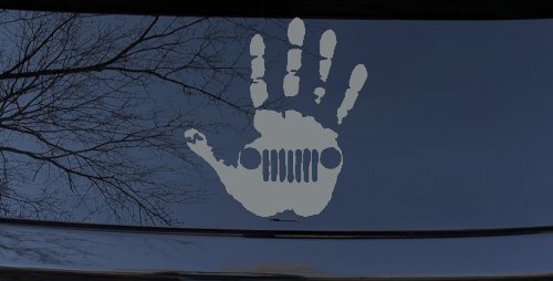 Jeep Wave Jeep Grill in Muddy Waving Hand Print Off Road Car or Truck Window Decal Sticker