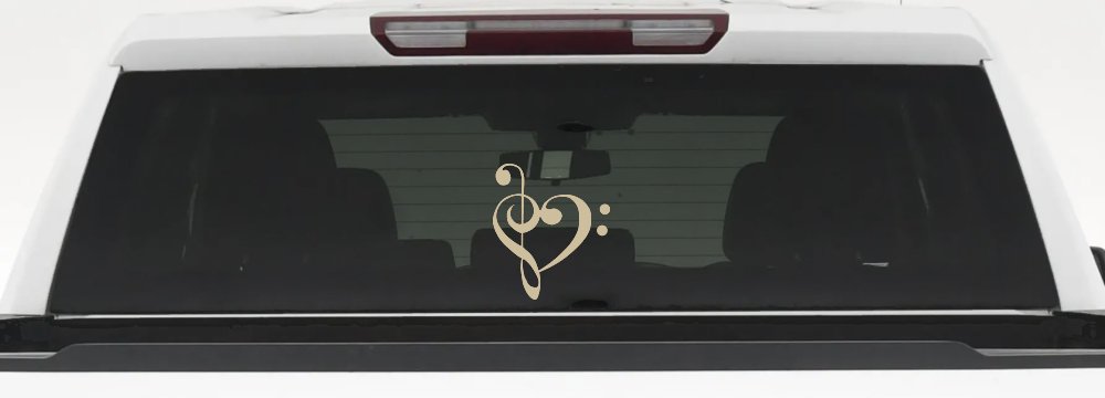 Treble Bass Clef Heart Love of Music Band Music Notes Music Car or Truck Window Decal Sticker