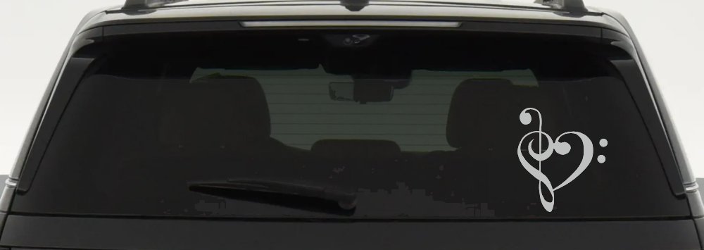 Treble Bass Clef Heart Love of Music Band Music Notes Music Car or Truck Window Decal Sticker (Light Gray)