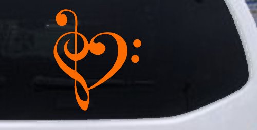 Treble Bass Clef Heart Love of Music Band Music Notes Music Car or Truck Window Decal Sticker