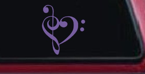 Treble Bass Clef Heart Love of Music Band Music Notes Music Car or Truck Window Decal Sticker