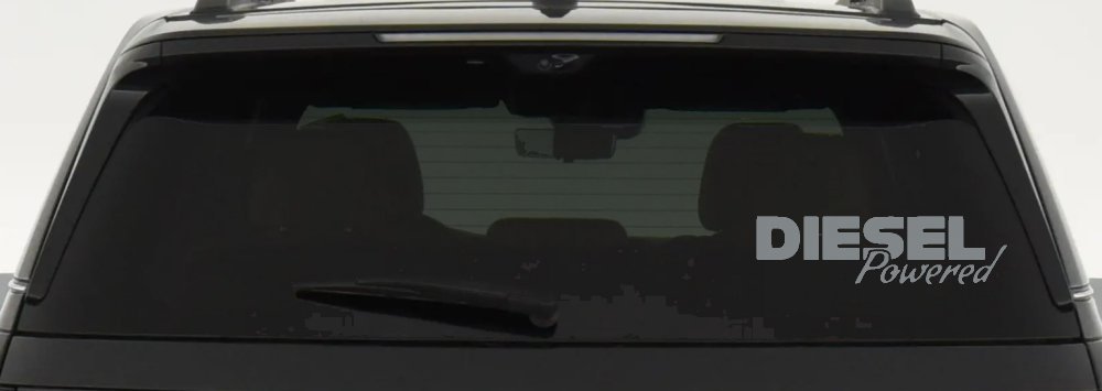 Diesel Powered Motor Sports Car or Truck Window Vinyl Decal Sticker (Telegrey)