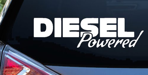 Diesel Powered Motor Sports Car or Truck Window Decal Sticker (White)