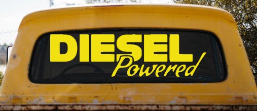 Diesel Powered Motor Sports Car or Truck Window Decal Sticker