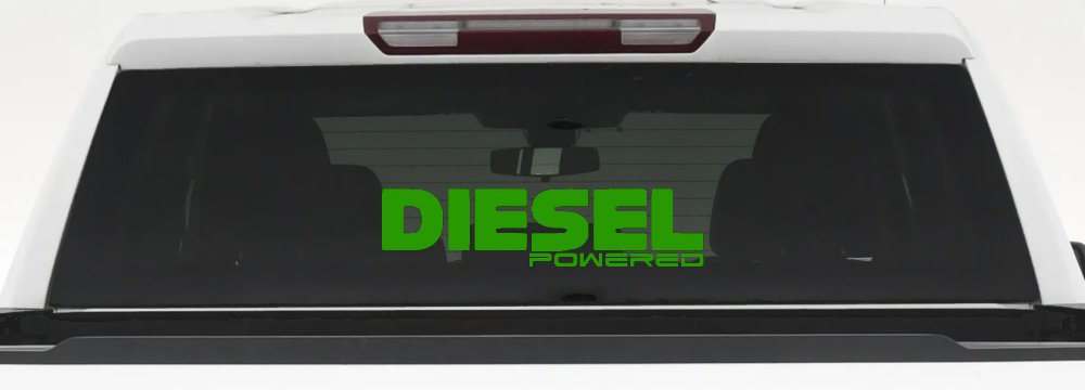 Diesel Powered Motor Sports Car or Truck Window Decal Sticker (Lime)