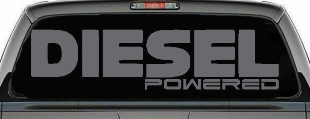 Diesel Powered Motor Sports Car or Truck Window Decal Sticker (Silver)