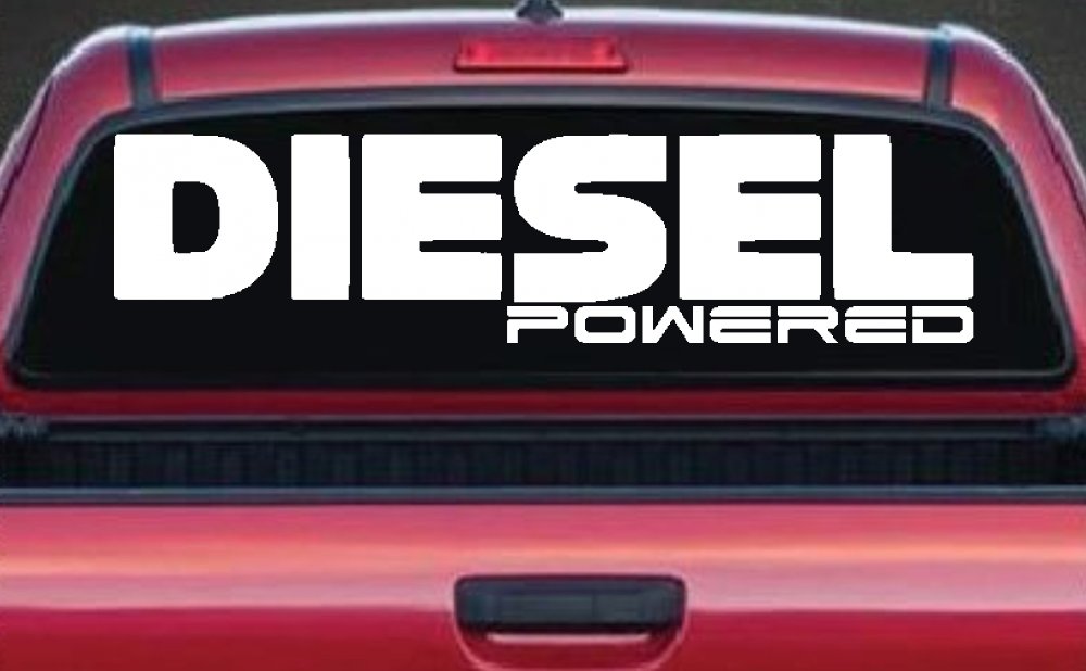 Diesel Powered Motor Sports Car or Truck Window Decal Sticker (White)