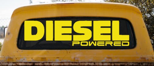 Diesel Powered Motor Sports Car or Truck Window Decal Sticker