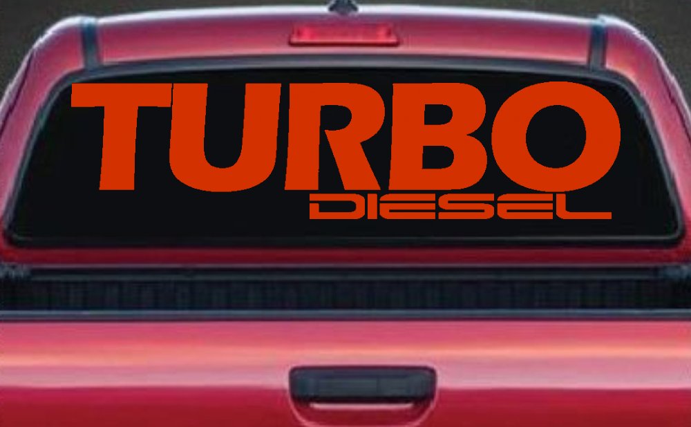 Turbo Diesel Off Road Car or Truck Window Decal Sticker (Orange Red)
