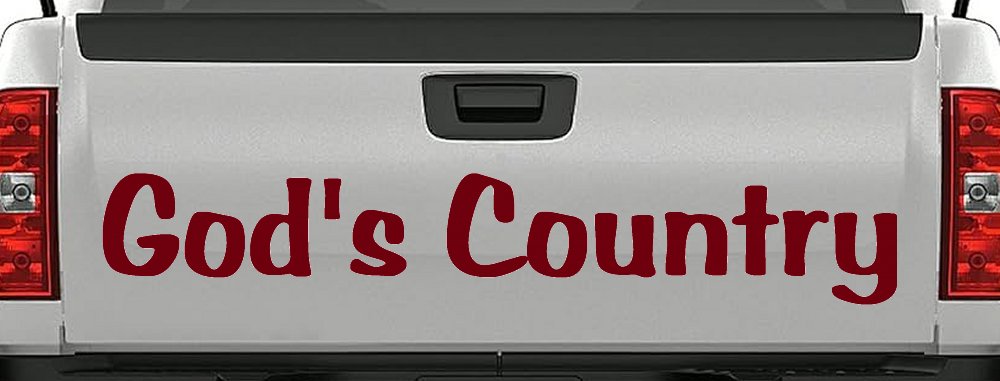 God's Country Christian Car or Truck Window Decal Sticker (Burgundy)