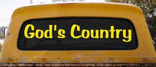 God's Country Christian Car or Truck Window Decal Sticker (Yellow)