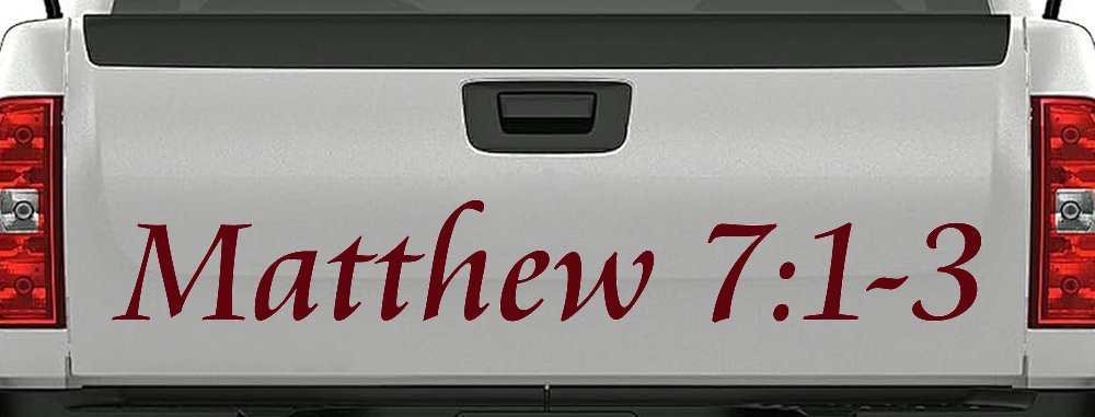 Matthew 7:1 Judge Not That Ye Be Not Judged Christian Car or Truck Window Decal Sticker (Purple Red)