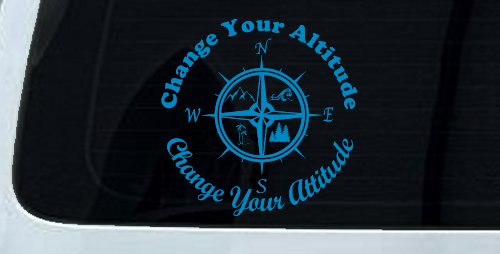 Change your Altitude Change your Attitude Mountains Ocean Palm Trees Car or Truck Window Vinyl Decal Sticker (Blue)